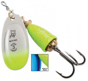 Blue Fox Classic Vibrax Spinner - Chartreuse Blue Candyback