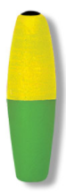 Betts Mr. Crappie Slippers Cigar Foam Float Weighted - Yellow/Green