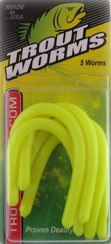 Leland Lures Trout Worms 5pc. - Chartreuse