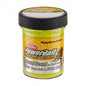 Berkley PowerBait Natural Scent Glitter Trout Bait - Aniseed/Sunshine Yellow