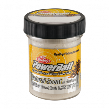 Berkley PowerBait Natural Scent Glitter Trout Bait - Aniseed/White